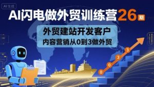 AI闪电做外贸训练营26期，外贸建站开发客户内容营销从0到3做外贸-稀缺资源库