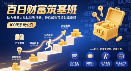 百日财富筑基班，助力普通人从认知到行动，带你解锁顶级财富密码-稀缺资源库