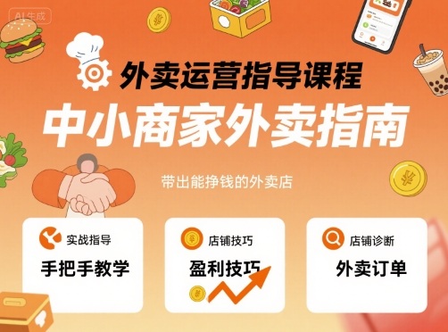 外卖运营指导课程，中小商家外卖指南，手把手带出能挣钱的外卖店-稀缺资源库