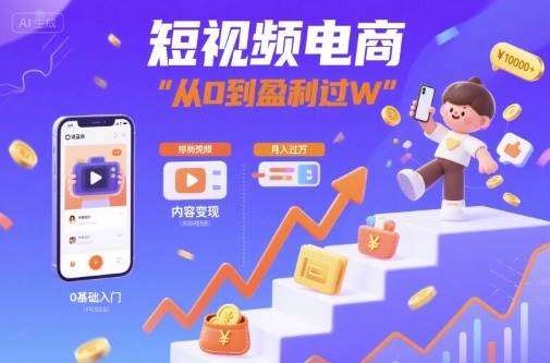 短视频电商：短视频变现从0到盈利过W-稀缺资源库