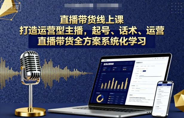 直播带货线上课，打造运营型主播，起号、话术、运营，直播带货全方案系统化学习-稀缺资源库