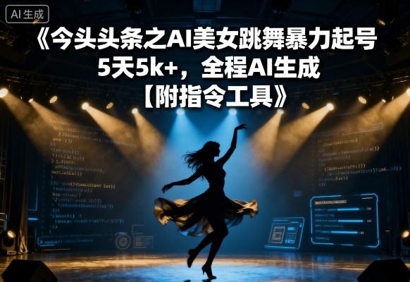 今日头条之AI美女跳舞暴力起号，5天1k+，全程AI生成【附指令工具】-稀缺资源库