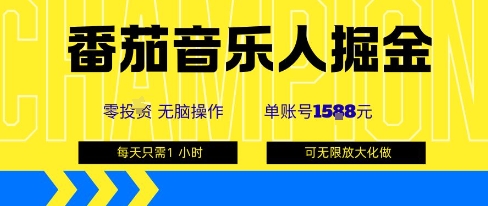 番茄音乐人掘金，单账号最高可撸1k+，可无限矩阵去做，零投入-稀缺资源库