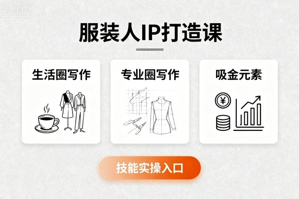 服装人IP打造课，文案创富+生活圈写作+专业圈写作+服装人专属+吸金元素+技能实操-稀缺资源库