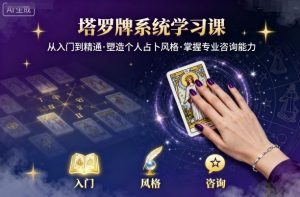 塔罗牌系统学习课,助你从入门到精通,塑造个人占卜风格,掌握专业咨询能力-稀缺资源库