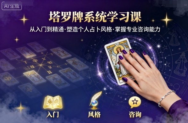 塔罗牌系统学习课，助你从入门到精通，塑造个人占卜风格，掌握专业咨询能力-稀缺资源库