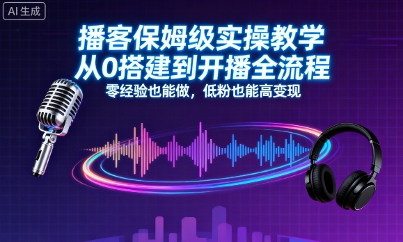 播客保姆级实操教学，从0搭建到开播全流程，零经验也能做，低粉也能高变现-稀缺资源库