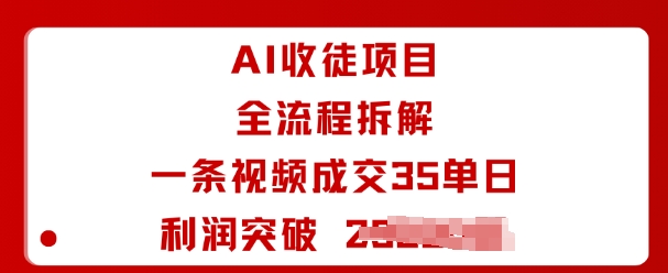 AI收徒项目全流程拆解一条视频成交35单日利润突破1k+-稀缺资源库