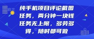 纯手机项目评论截图任务,两分钟一块钱多劳多得,随时随地都能做【揭秘】-稀缺资源库