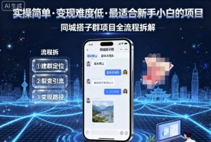 实操简单,变现难度低,最适合新手小白做的项目,每天轻松收入3张,同城搭子群项目全流程拆解-稀缺资源库