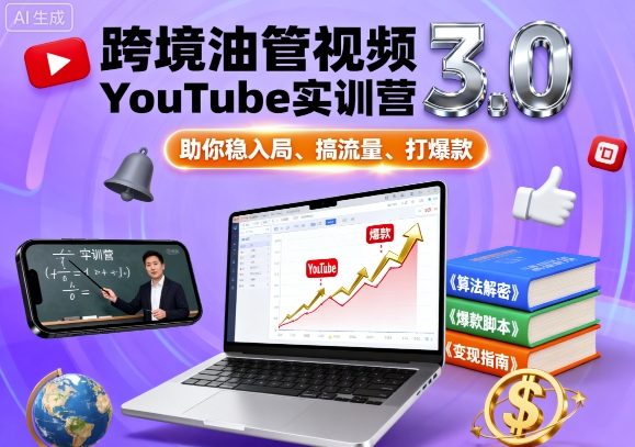 跨境油管视频YouTube实训营3.0，助你稳入局、搞流量、打爆款-稀缺资源库