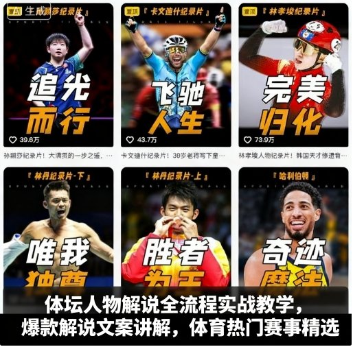 体坛人物解说全流程实战教学，爆款解说文案讲解，体育热门赛事精选-稀缺资源库
