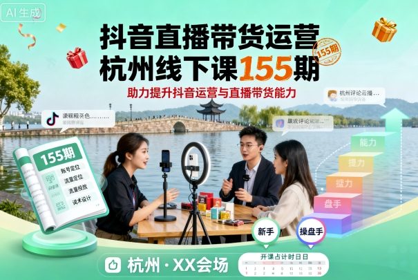 抖音直播带货运营杭州线下课155期，助力提升抖音运营与直播带货能力-稀缺资源库