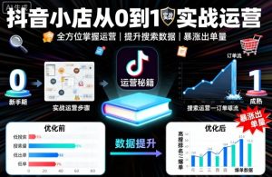 抖音小店从0到1实战运营,帮你全方位掌握小店运营,提升搜索数据与出单量-稀缺资源库