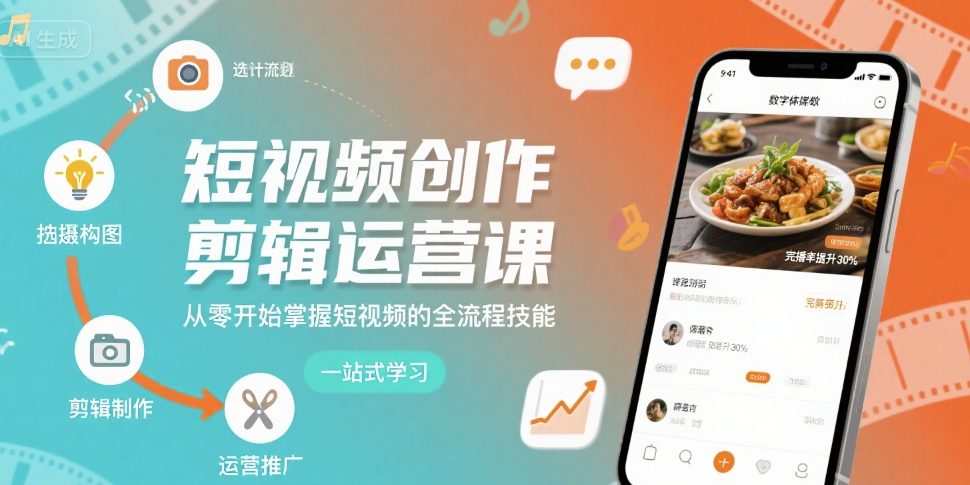 短视频创作剪辑运营课，从零开始掌握短视频的全流程技能-稀缺资源库