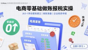 电商零基础做账报税实操快速上手，从0-1学会套账建立，做账准备，企业税务申报-稀缺资源库