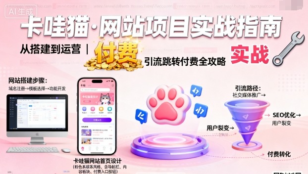 卡哇猫·网站项目，网站搭建与运营以及引流跳转付费-稀缺资源库