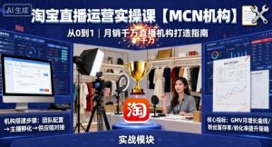 淘宝直播运营实操课【MCN机构】,从0到1做一家月销千W的直播机构-稀缺资源库