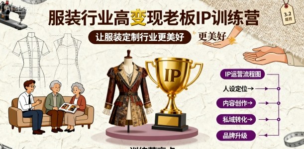服装行业高变现老板IP训练营，让服装定制行业更美好-稀缺资源库