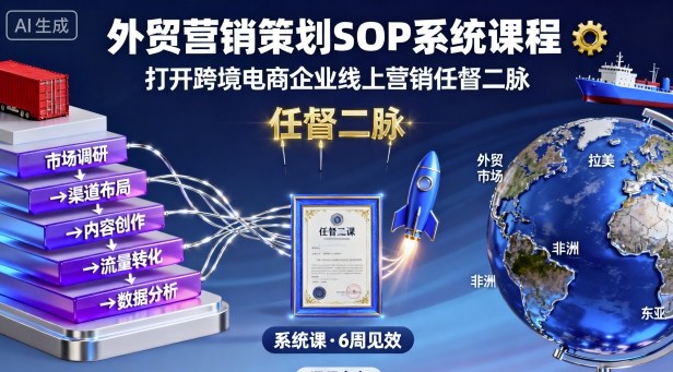 外贸营销策划SOP系统课程，打开跨境电商企业线上营销任督二脉-稀缺资源库