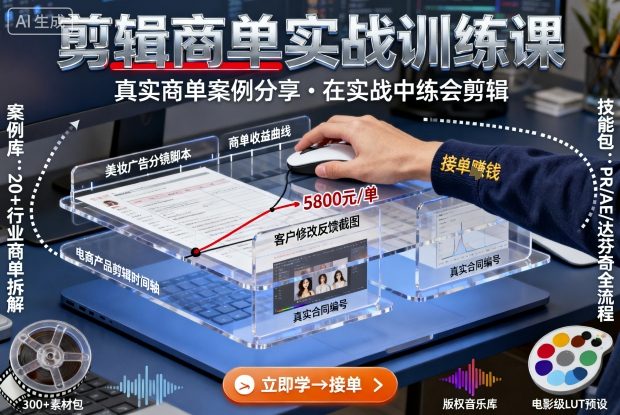 剪辑商单实战训练课，真实商单案例分享，在实战中练会剪辑-稀缺资源库