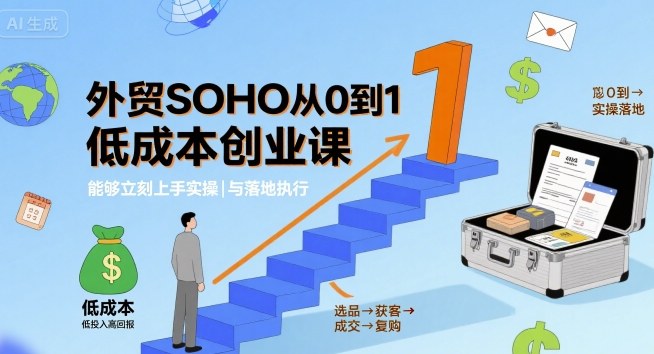 外贸SOHO从0到1低成本创业课，能够立刻上手实操与落地执行-稀缺资源库