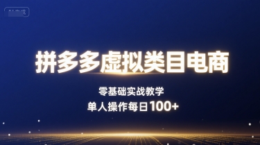 拼多多虚拟类目电商，零基础实战教学，单人操作每日100+-稀缺资源库