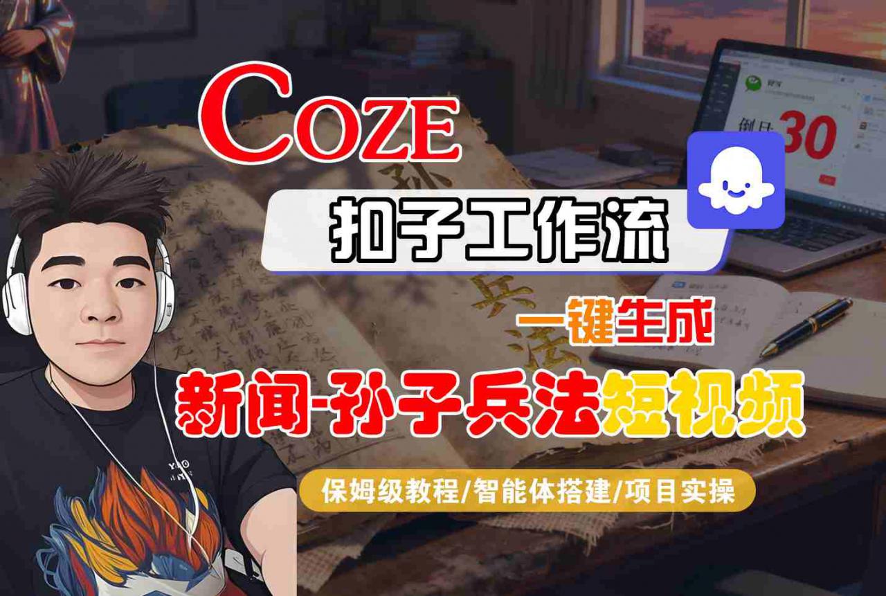 Coze扣子智能体工作流一键生成“新闻-孙子兵法“短视频，全流程保姆级教学-稀缺资源库