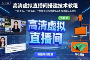 高清虚拟直播间搭建技术教程，一部手机、一台电脑、一块绿布轻松搭建低成本高清虚拟直播间-稀缺资源库