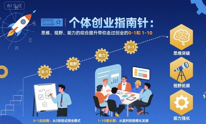 个体创业指南针，思维、视野、能力的综合提升带你走过创业的0-1和1-10【音频】-稀缺资源库