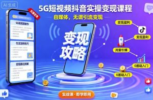 5G短视频抖音实操变现课程，自媒体，无谓引流变现-稀缺资源库