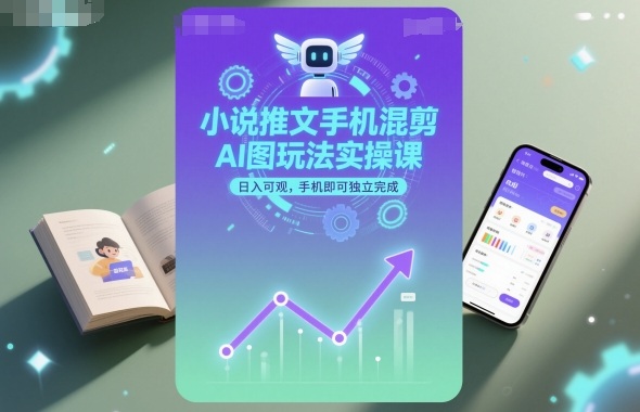 小说推文手机混剪AI图玩法实操课，日入可观，手机即可独立完成-稀缺资源库