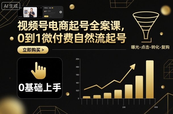 视频号电商起号全案课，0到1微付费自然流起号-稀缺资源库