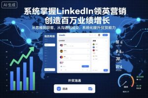 系统掌握LinkedIn领英营销,创造百万业绩增长,从思维到获客,从沟通到成交,系统化提升外贸能力-稀缺资源库