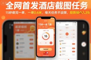 全网首发酒店截图任务,15秒做完一单,一单0.6米,每天任务不设限,矩阵操作日入3张【揭秘】-稀缺资源库
