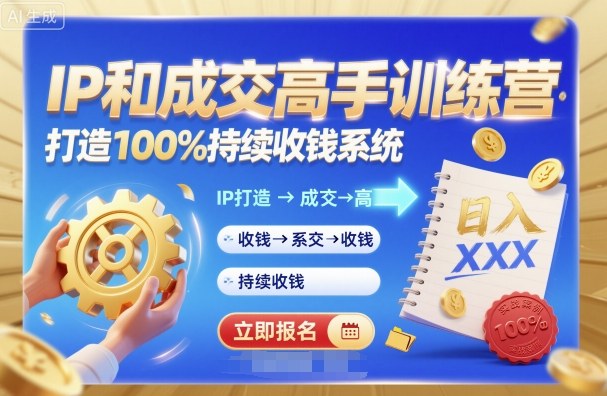 带你成为IP和成交高手的训练营，打造100%持续收钱系统-稀缺资源库