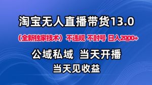 淘宝无人直播13.0,公域私域技术,不封号,不违规布局下半年旺季赛道,日入1K+(独家技术)【揭秘】-稀缺资源库