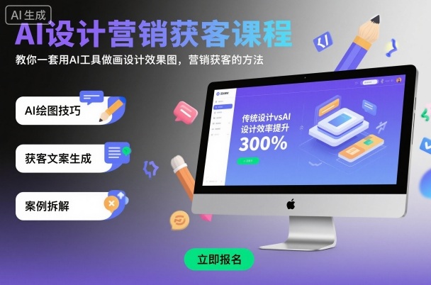 AI设计营销获客课程，教你一套用AI工具做画设计效果图，营销获客的方法-稀缺资源库