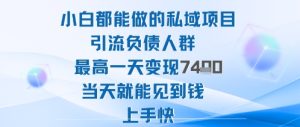 2025年小白都能做的私域项目引流负债人群最高一天变现1k+高变现难度低当天就能见到钱上手快-稀缺资源库