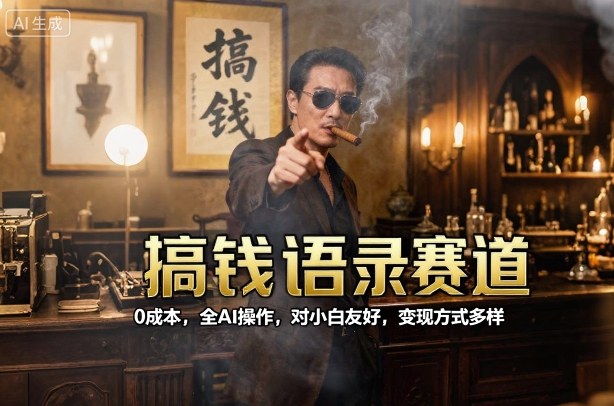搞钱语录赛道，0成本，全AI操作，对小白友好，变现方式多样-稀缺资源库