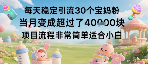 每天稳定引流30个宝妈粉当月变成超过了1W+项目流程非常简单适合小白-稀缺资源库
