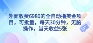 外面收费6980的全自动撸美刀项目,可批量,每天30分钟,无脑操作,当天收益5张【揭秘】-稀缺资源库