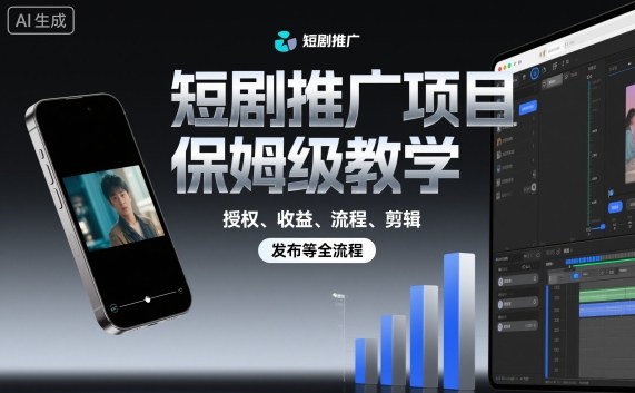 短剧推广项目保姆级教学，授权、收益、流程、剪辑，发布等全流程-稀缺资源库