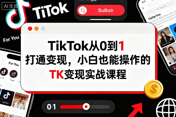 TikTok从0到1打通变现，小白也能操作的TK变现实战课程-稀缺资源库