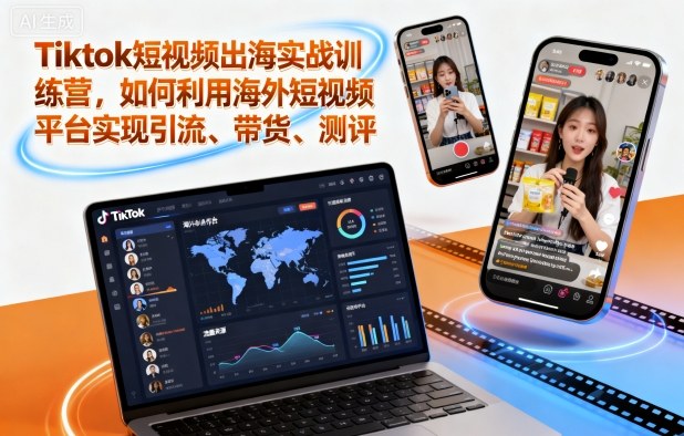 Tiktok短视频出海实战训练营，如何利用海外短视频平台实现引流、带货、测评-稀缺资源库