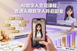 AI数字人变现课程,普通人用数字人开启副业-稀缺资源库