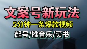 文案号新玩法,5分钟一条爆款视频,流量高,起号快,多方位变现-稀缺资源库