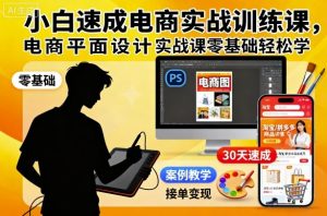 小白速成电商实战训练课,电商平面设计实战课零基础轻松学-稀缺资源库