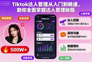 Tiktok达人管理从入门到精通,助你全面掌握达人管理秘籍-稀缺资源库