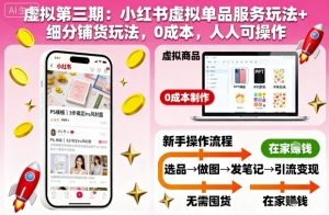 虚拟第三期:小红书虚拟单品服务玩法+细分铺货玩法,0成本,人人可操作-稀缺资源库
